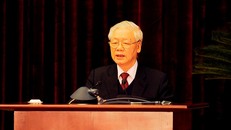 Tổng Bí thư, Chủ tịch nước Nguyễn Phú Trọng phát biểu bế mạc Hội nghị Trung ương 15. Ảnh VGP