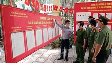Công an quận Ba Đình, Thành phố Hà Nội đảm bảo chủ động từ sớm, từ xa để công tác bảo vệ Ngày bầu cử được an toàn trong mọi tình huống tại điểm bầu cử ở phường Quán Thánh. Ảnh: Anh Tuấn/TTXVN