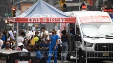 Một điểm lấy mẫu xét nghiệm COVID-19 tại New York, Mỹ ngày 20/7/2021. Ảnh: THX/TTXVN