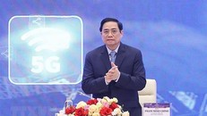 Thủ tướng Phạm Minh Chính dự Diễn đàn cấp cao về Công nghiệp 4.0. (Ảnh: Dương Giang/TTXVN)