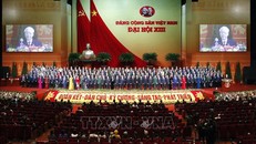 Đồng chí Nguyễn Phú Trọng, Tổng Bí thư BCHTW khóa XIII, Chủ tịch nước CHXHCN Việt Nam thay mặt BCHTW khóa XIII phát biểu ý kiến. Ảnh: TTXVN