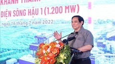 Thủ tướng Phạm Minh Chính phát biểu tại lễ khánh thành Nhà máy nhiệt điện Sông Hậu 1. Ảnh: Dương Giang/TTXVN
