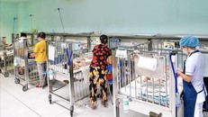 Bệnh viện Nhi Trung ương có số bệnh nhân viêm đường hô hấp đến khám được phát hiện mắc virus Adeno chiếm nhiều nhất trong các cơ sở khám chữa bệnh tại Hà Nội. Ảnh: TTXVN phát