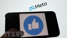 Biểu tượng Facebook trên một màn hình điện thoại. (Ảnh: AFP/TTXVN)