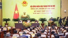 Quang cảnh Kỳ họp thứ mười Hội đồng Nhân dân thành phố Hà Nội khóa XVI. (Ảnh: Văn Điệp/TTXVN)