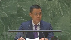 Đại sứ Đặng Hoàng Giang, Trưởng Phái đoàn thường trực Việt Nam tại Liên hợp quốc, phát biểu tại phiên họp. (Ảnh: Thanh Tuấn/TTXVN)