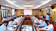 Hội nghị quán triệt, triển khai thực hiện các quy định mới ban hành của Bộ Chính trị, Ban Bí thư về công tác tổ chức xây dựng Đảng ngày 26/7. (Nguồn: TTXVN)