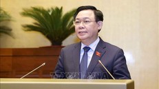 Chủ tịch Quốc hội Vương Đình Huệ phát biểu bế mạc hội nghị. Ảnh: Doãn Tấn/TTXVN