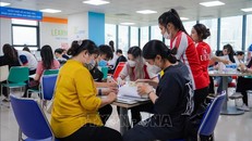 Thí sinh đến nhập học tại trường Đại học Kinh tế Tài chính Thành phố Hồ Chí Minh. Ảnh: Thu Hoài/TTXVN