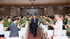 Tổng Bí thư Tô Lâm dự Hội nghị tổng kết 10 năm thực hiện Chỉ thị số 05-CT/TW của Bộ Chính trị tại Bộ Công an. (Ảnh: Phạm Kiên/TTXVN)