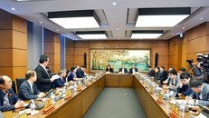 Đoàn đại biểu Quốc hội thành phố Hà Nội thảo luận ở tổ.