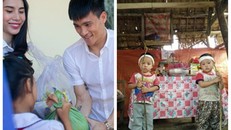 Thủy Tiên, Công Vinh giúp cặp sinh đôi 3 tuổi chống gậy đưa tang mẹ