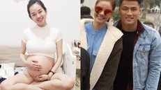 Ly Kute khoe bụng bầu 8 tháng mặc Mạc Hồng Quân 'bám chặt' Kỳ Hân