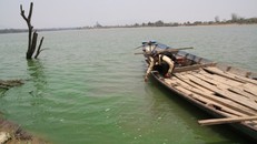 Giật mình nước sông Ba chuyển màu xanh đậm, bốc mùi hôi thối