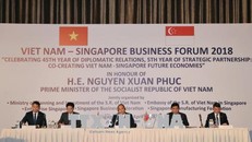 Thủ tướng Nguyễn Xuân Phúc và các đại biểu tại diễn đàn. Ảnh: Thống Nhất/TTXVN