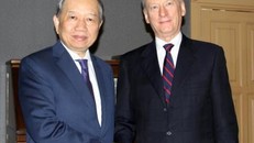 Bộ trưởng Tô Lâm tại cuộc hội đàm với Thư ký Hội đồng An ninh Liên bang Nga Nikolai Patrushev. Ảnh: Dương Trí/TTXVN