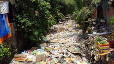 Kênh Hy Vọng thoát nước cho sân bay Tân Sơn Nhất ngập đầy rác.