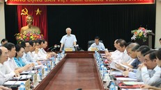 Tổng Bí thư Nguyễn Phú Trọng làm việc với Ban Tuyên giáo Trung ương ngày 1/8/2018. Ảnh Tuyengiao.vn