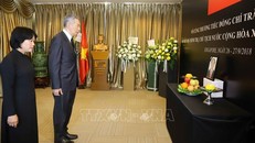 Thủ tướng Singapore Lý Hiển Long viếng Chủ tịch nước Trần Đại Quang. Ảnh: Xuân Vịnh/TTXVN