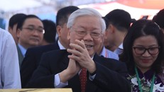 Tổng bí thư Nguyễn Phú Trọng dự khai giảng ở Học viện Nông nghiệp. Ảnh: Thanh Hùng