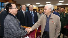 Sáng 24/11, Đoàn đại biểu Quốc hội TP Hà Nội tổ chức Hội nghị đại biểu Quốc hội tiếp xúc cử tri báo cáo kết quả kỳ họp thứ sáu, Quốc hội khóa XIV. Tổng Bí thư, Chủ tịch nước Nguyễn Phú Trọng, Bí thư Quân ủy Trung ương dự Hội nghị.