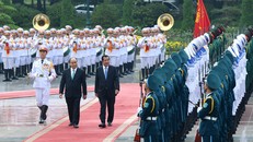 Chùm ảnh: Thủ tướng Nguyễn Xuân Phúc đón, hội đàm với Thủ tướng Campuchia