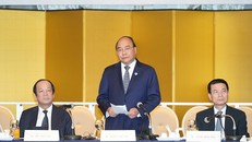 Thủ tướng Nguyễn Xuân Phúc phát biểu tại cuộc gặp gỡ với các tập đoàn công nghệ hàng đầu Nhật Bản - Ảnh: VGP/Quang Hiếu