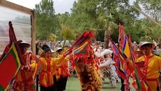 Điệu múa lân khai mạc Festival văn hóa Việt Nam tại Lyon. (Ảnh: Linh Hương/TTXVN)