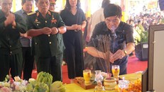 Các đại biểu dâng hương tri ân các Anh hùng liệt sỹ. (Ảnh: Trịnh Bang Nhiệm/TTXVN)