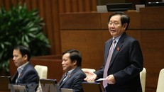 Bộ trưởng Bộ Nội vụ Lê Vĩnh Tân trả lời chất vấn các câu hỏi của đại biểu Quốc hội. (Ảnh: Dương Giang/TTXVN)