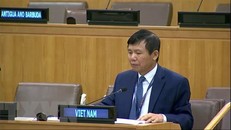 Đại sứ Đặng Đình Quý đại diện các nước ASEAN phát biểu. (Ảnh: Khắc Hiếu/TTXVN)