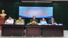 Ông Đàm Thanh Thế, Chánh Văn phòng thường trực Ban Chỉ đạo 389 quốc gia chủ trì buổi họp báo. Ảnh Tuấn Linh