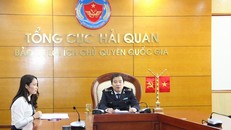 Lãnh đạo Cục Điều tra chống buôn lậu tham gia Hội nghị tại điểm cầu ở trụ sở Hải quan Việt Nam.