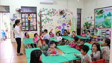  Hoạt động dạy và học của cô và trò Trường Mầm non Thanh Khương, Bắc Ninh. Ảnh: Thanh Thương/TTXVN