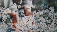 Tác phẩm “Hẹn ước mùa Đông” (màu nước trên giấy) của Trần Thị Thanh Nhàn. (Ảnh: Nguyễn Lý Bằng)