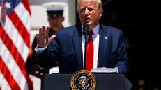 Tổng thống Mỹ Donald Trump tại cuộc họp báo ở Nhà Trắng, Washington, DC. (Nguồn: THX/TTXVN)