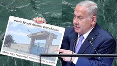 Thủ tướng Israel Benjamin Netanyahu đưa ra hình ảnh về kho hạt nhân của Iran
