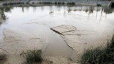 Bùn thải từ bể chứa của Nhà máy nước Hưng Vĩnh (thuộc Công ty CP cấp nước Nghệ An) ra hồ điều hòa Cửa Nam, thành phố Vinh. Ảnh: baonghean.vn