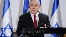 Thủ tướng Israel Benjamin Netanyahu trong cuộc họp báo tại Tel Aviv ngày 12/11/2019. Ảnh: THX/ TTXVN