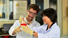 Sinh viên Trường đại học Khoa học và Công nghệ Hà Nội được giáo viên nước ngoài hướng dẫn nghiên cứu.