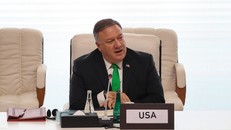 Ngoại trưởng Mỹ Mike Pompeo phát biểu tại phiên khai mạc giữa đại diện phiến quân Taliban với Chính phủ Afghanistan ở Doha, Qatar ngày 12/9/2020. Ảnh: AFP/TTXVN