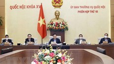 Chủ tịch Quốc hội Vương Đình Huệ phát biểu. 