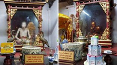 Hai bức tượng nhục thân thiền sư Vũ Khắc Minh, Vũ Khắc Trường tại chùa Đậu (xã Nguyễn Trãi, huyện Thường Tín, Hà Nội)