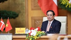 Thủ tướng Phạm Minh Chính hội đàm trực tuyến với Thủ tướng Đan Mạch Mette Frederiksen.