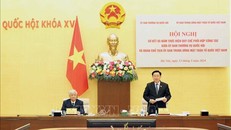 Chủ tịch Quốc hội Vương Đình Huệ phát biểu. 