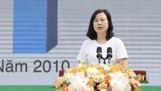 Bộ trưởng Bộ Y tế Đào Hồng Lan, Chủ tịch Hội đồng quản lý liên ngành Quỹ Phòng chống tác hại thuốc lá phát biểu.