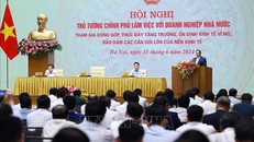Thủ tướng Phạm Minh Chính phát biểu tại Hội nghị Thủ tướng Chính phủ làm việc với doanh nghiệp nhà nước. 