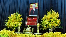 Di ảnh Tổng Bí thư Nguyễn Phú Trọng tại Nhà tang lễ Quốc gia số 5 Trần Thánh Tông, Hà Nội. 