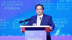 Thủ tướng Phạm Minh Chính phát biểu tại Phiên Đối thoại chính sách giữa Thủ tướng Chính phủ và các tập đoàn lớn trong nước và quốc tế. 