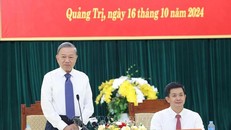 Tổng Bí thư, Chủ tịch nước Tô Lâm phát biểu tại buổi làm việc với Ban Thường vụ Tỉnh uỷ Quảng Trị. 